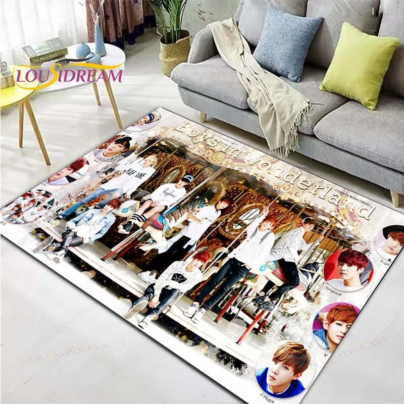 Kpop Bangtan Boys BTS Carpet Rug Kids Carpets Living Room Tea Table Mats Bedroom Rug Washable Floor Mats Household Area Mat