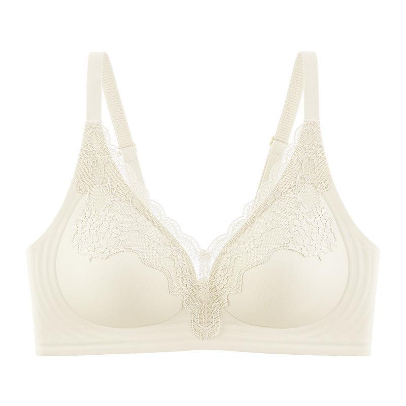 Wireless Push Up Bra Sexy Back Support Lace Trim Breathable Comfort Underwear