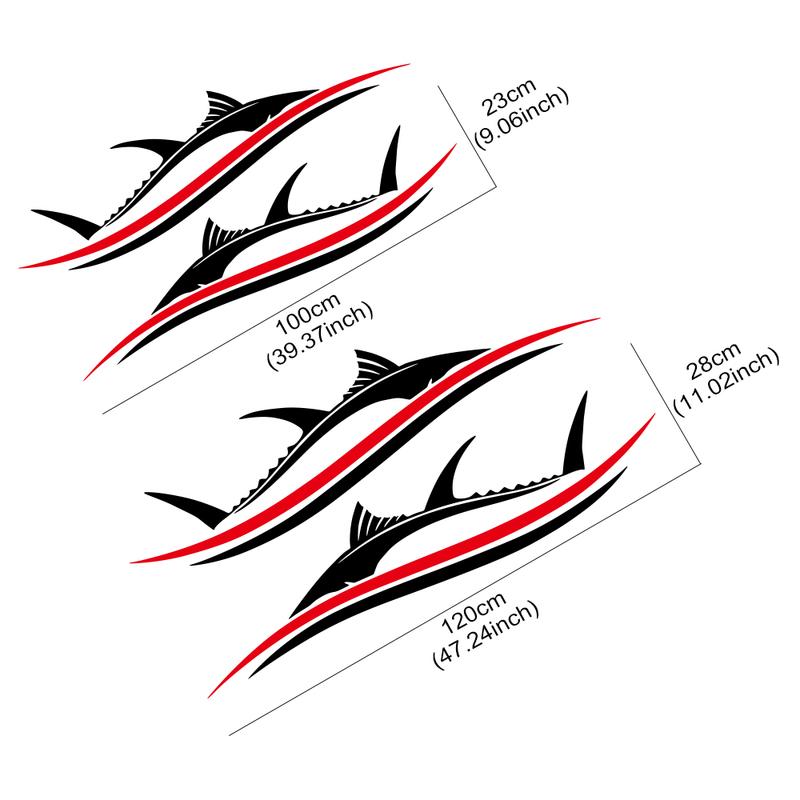 2pcs/set Fish Stripes Style Car Decals for Vehicle Car Boat RV Campervan Caravan Motorhome Window Decorate Waterproof Vinyl