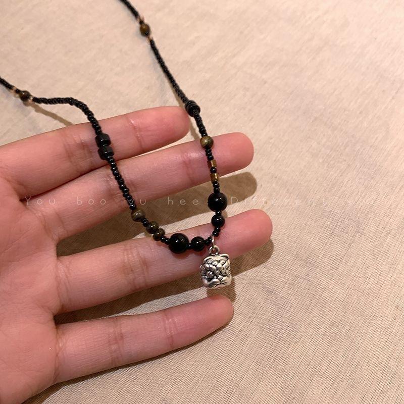 Lion Dancing Beaded Necklace Women's Retro Versatile Clavicle Chain Design Sense Niche Ethnic Style Sweater Chain