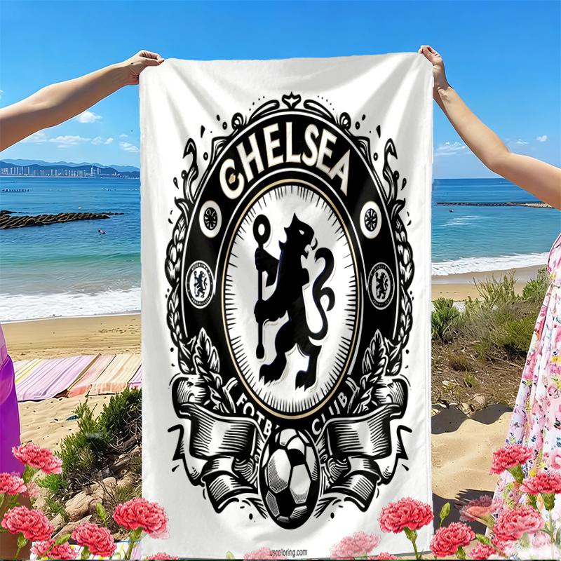 Chelsea F.C. Aufdruck Strandtuch, Vielseitiges Leichtes Saugfähiges Strandtuch für Pool, Surfen, Yoga, Badezimmer, Perfektes Geburtstags- oder Urlaubsgeschenk