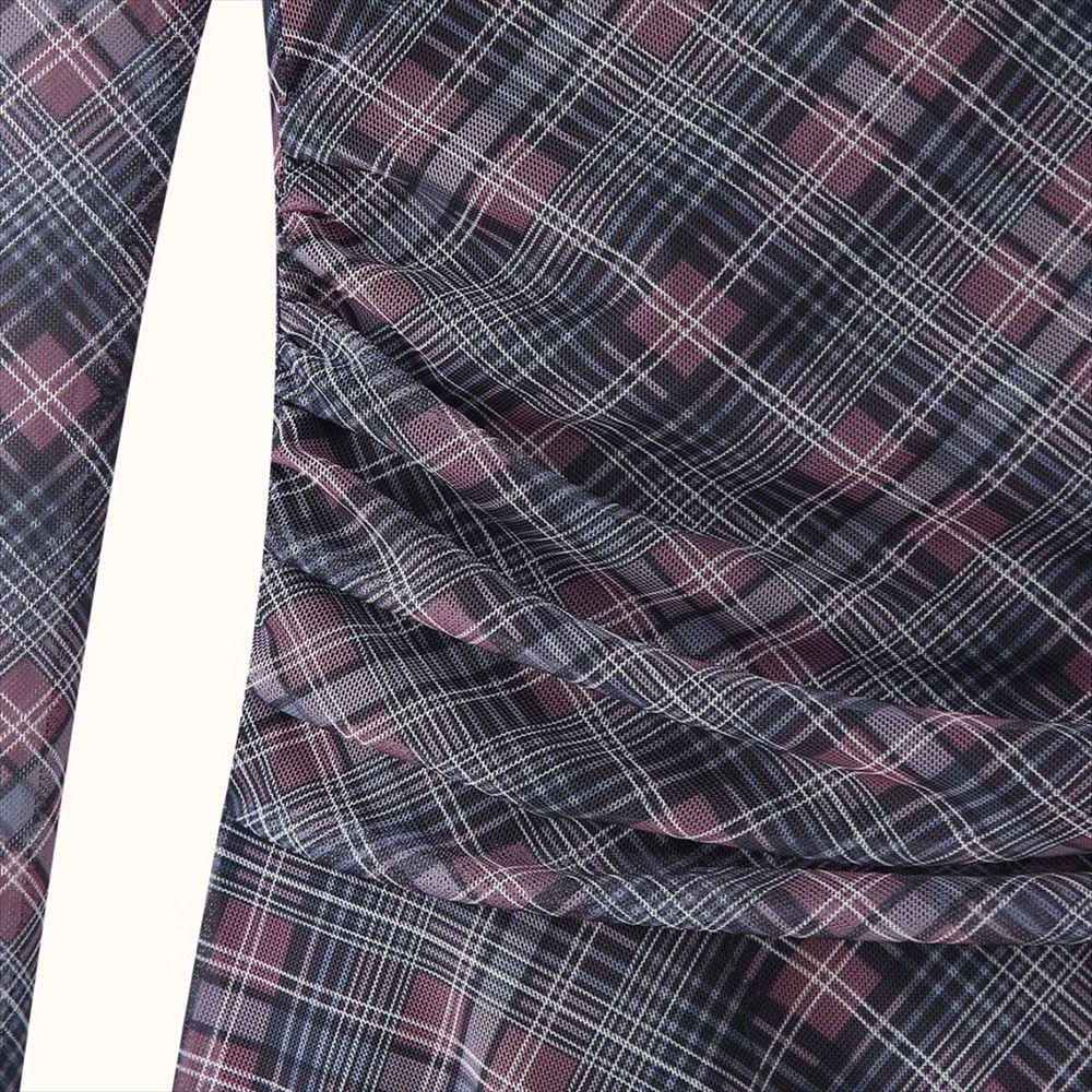 Spring 2025 Women's Slim Casual Plaid Pleated Backless Dress