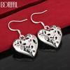 925 Sterling Silver Openwork Heart Pendant Earrings - Exquisite Gift Jewelry