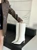 Pointed Toe Slim Fit Long Booties Women's Autumn Winter High Heel Suede Straight Leg Boot over Knee Boots Rubber Sole