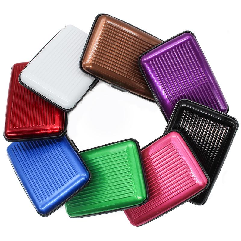

Men High-end Aluminum stripe Bank Card Holder Blocking Hard Case Wallet Solid Credit Card Anti-RFID Scanning Protect Card Holder