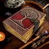 Large Grimoire Vintage leather journal, Tree of Life Fat Journal, Blank spell book of shadows Celestial Gifts For Him Her