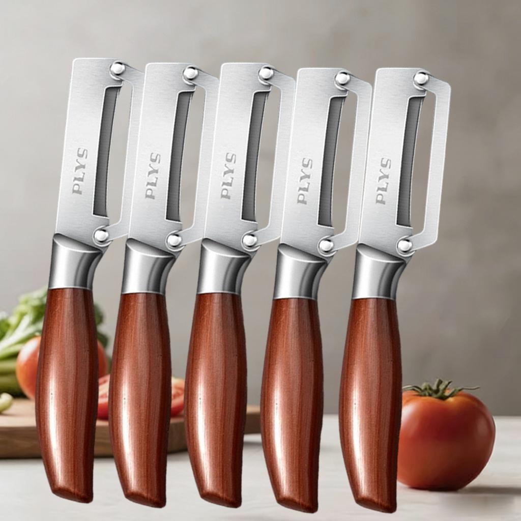 Pelador de Cocina Multifunción de Acero Inoxidable Específico para Cocina para Cortar Frutas y Verduras con Mango de Madera/Acero