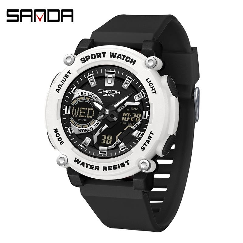 Dual Display Sports Student Watch Men's 5ATM Waterproof Night Light Seismic and Drop resistant Electronic Watch