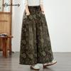 Korean Style Spring Autumn Women Wide Leg Jeans High Waist Floral Print Vintage Denim Trousers Retro Elegant Classical Straight Jeans