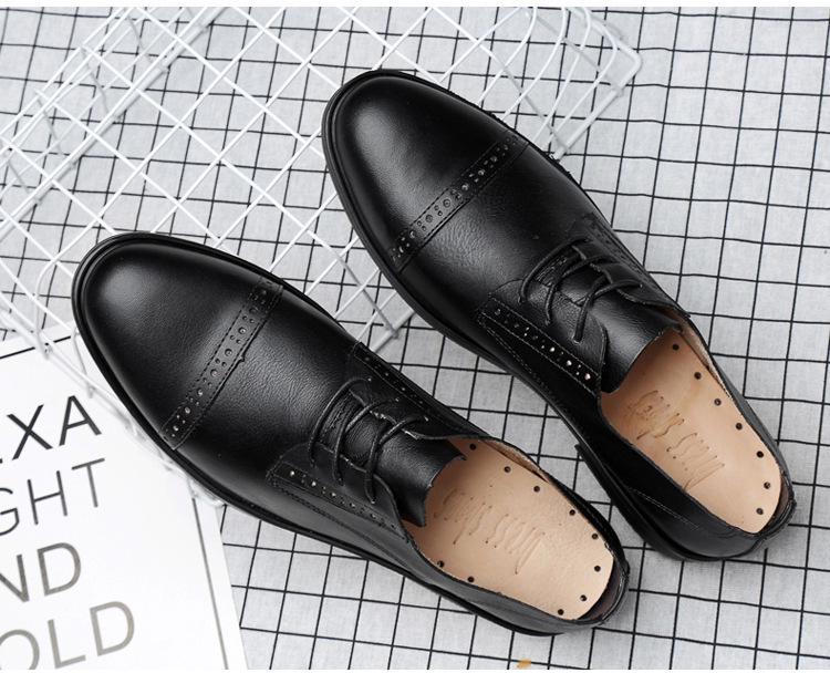 Men's Cross-Border Leather Formal Shoes - Soft Sole, Casual, Lace-up, Top Layer Cowhide, New Style