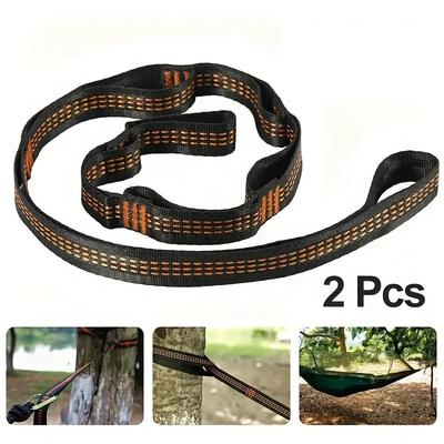 Heavy Duty Hammock Straps 600lbs Polyester Rope With 5 Rings For Secure Outdoor Camping And Hanging