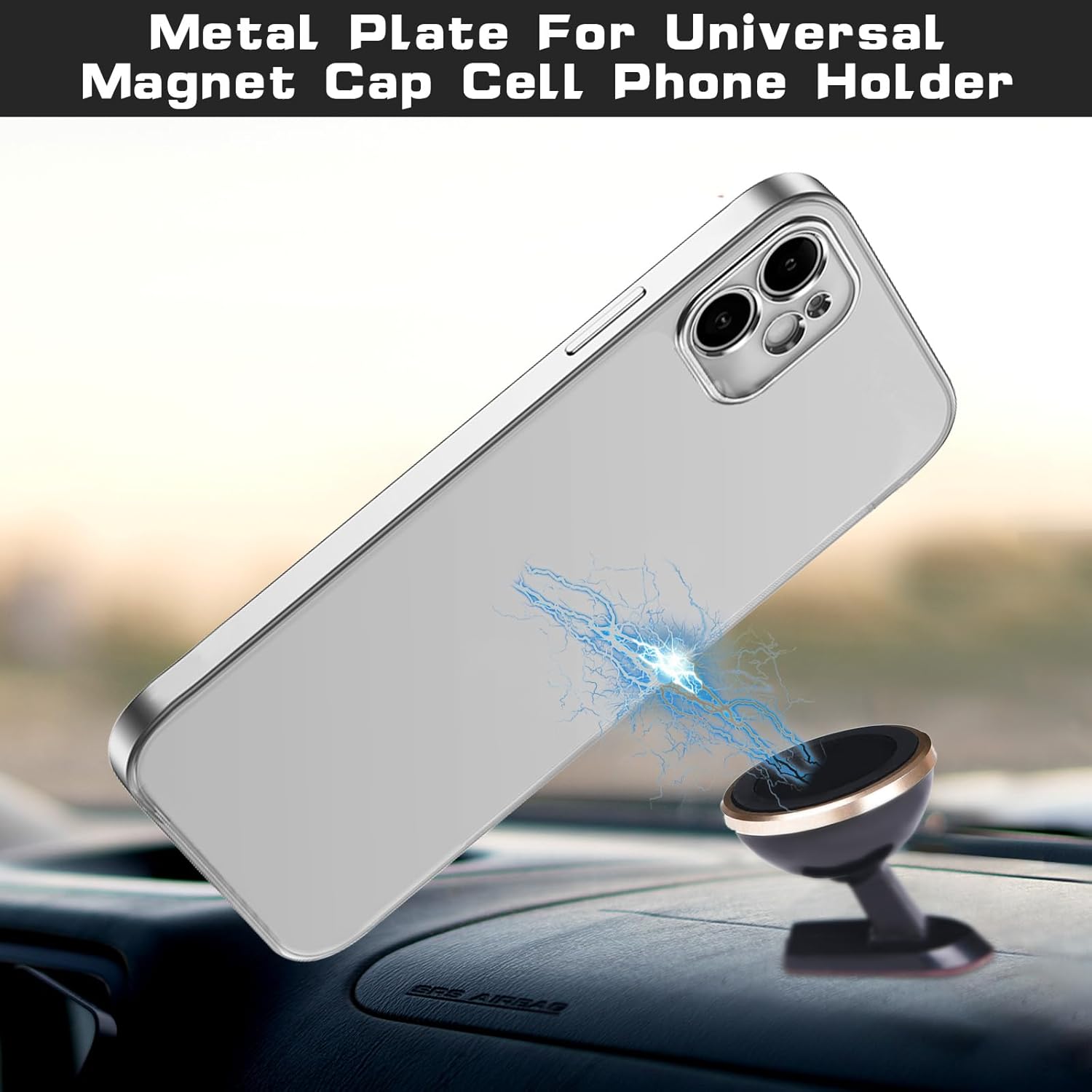 Amabro 10PCS Phone Plates for Magnetic Car Phone Holders, Self-Adhesive Metal Magnet Stickers for Magnetic Mount Cradle Black Silver