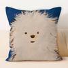 "Adorable White Fluffy Dog Oil - Painting Style Throw Pillow Cover"