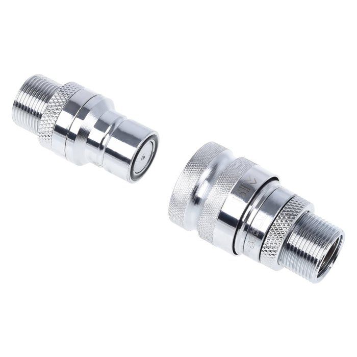 Alphacool Eiszapfen quick release connector kit with double bulkhead G1-4 inner thread - Chrome