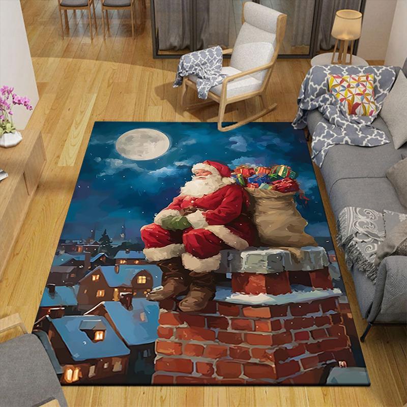 1Pc Santa Claus Chimney Rug Office Carpet Indoor Outdoor Doormat Nonslip Soft And Comfortable Living Room Christmas Halloween Gift D9188