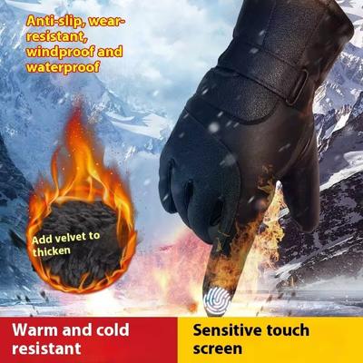 Motorcycle Rider Equipment Gloves for Winter Men's Big Seven Touch Screen Leather Gloves for Men Warm Windproof Anti Slip