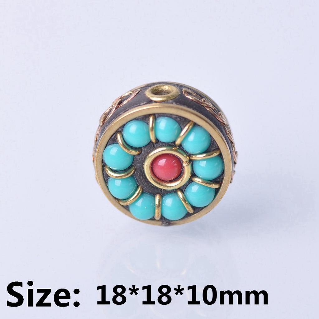 Handmade Nepalese Buddhist Tibetan Brass Metal & Clay Loose Craft Beads for Necklace Jewelry Making DIY