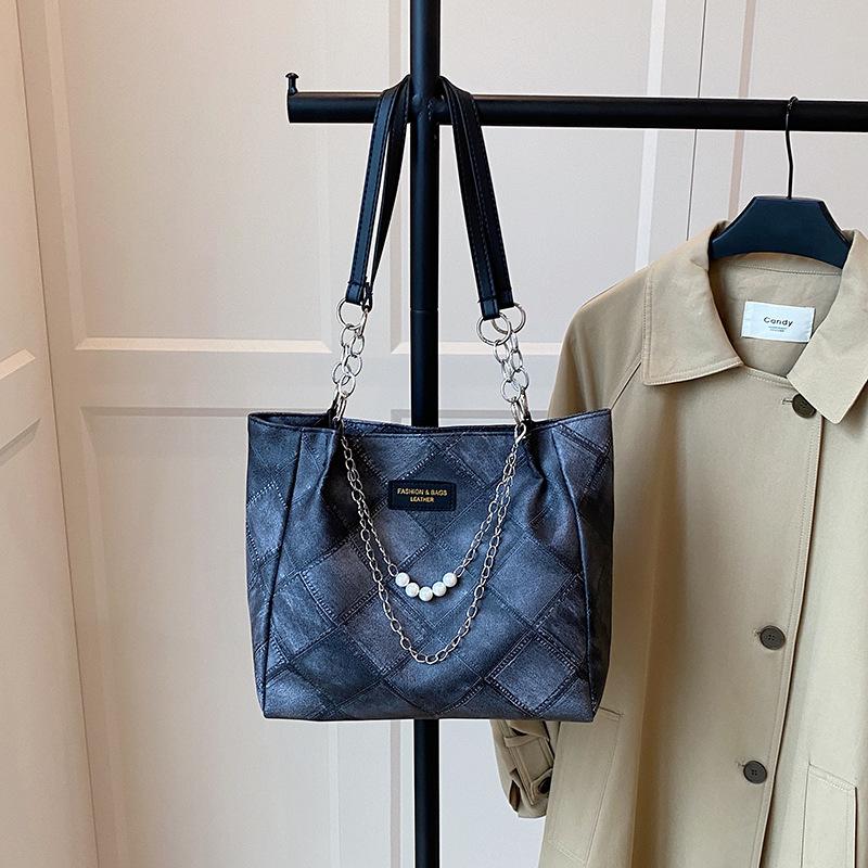 Retro Diamond Women's Bag Summer New Trend Fashion Tote Bag Student Class Large Capacity Underarm Shoulder Bag