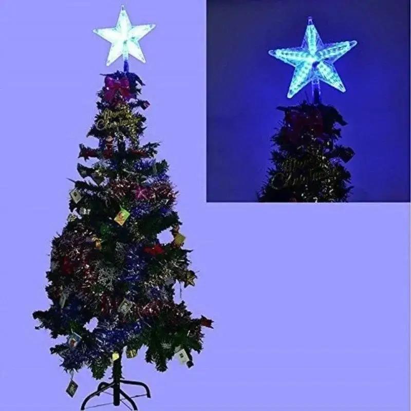 Christmas Tree Top Pentagram Decoration Creative Acrylic Transparent Pentagram Decoration Color Light LED Tree Top Star Light