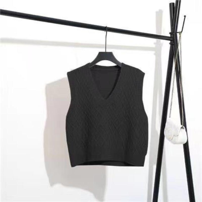 

Пуловер, жилет женский, весна-осень 2023, женская верхняя одежда, короткий складной свитер, вязаный жилет, французский жилет в стиле ретро, ​​женский свитер One Size чёрный