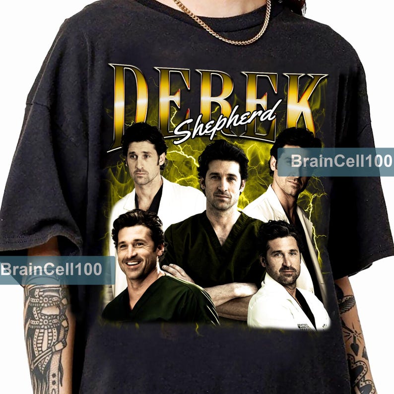 Derek Shepherd Grey's Anatomy Maglietta Bootleg Vintage Anni '90 Maglietta Retrò Derek Shepherd Maglietta Film Anni '90