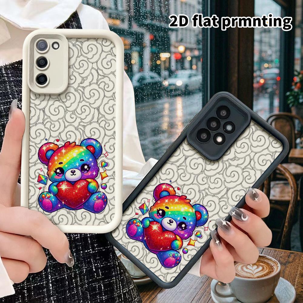 Phone Case: 2D Flat Samsung Galaxy A34 A35 M05 M06 S20 S22 S21 FE Plus 5G Protective Case, Bear Hugging Heart, Christmas and Halloween Gift