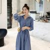 Shirt Chiffon Dress Summer Waist-Cinching Slimming Temperament Mature-Casual Style French Mid-Length Skirt Trendy