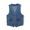 Denim Vest Men's Jacket Spring Autumn Jeans Jacket V-neck Design Korean Vest Loose Casual Fashion All-match Style Male Clothing