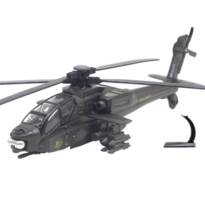 Apache Armed Helicopter Model Acoustooptic Military Aircraft Model Toy Ornament Gift FJ16