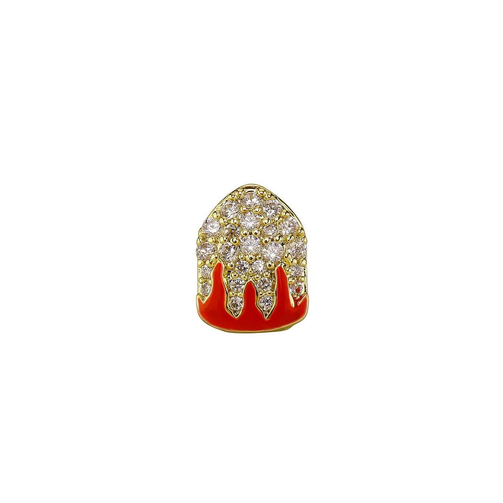 Red Drip Oil Flame Zircon Grillz - Eight Teeth Hip-Hop Jewelry for Halloween
