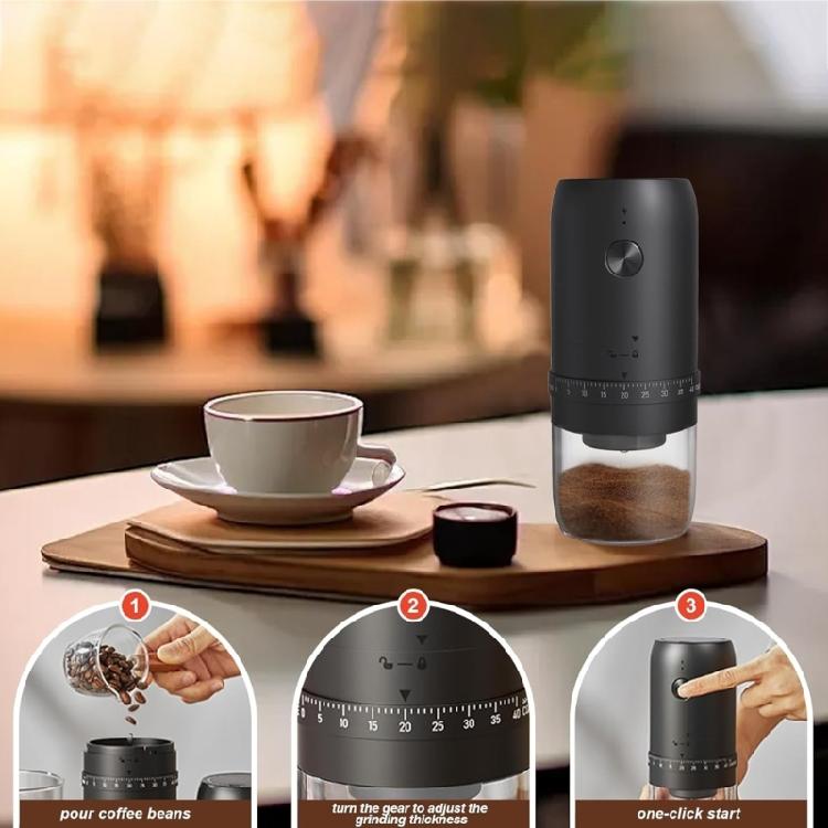 Portable Coffee Mill Coffee Grinder Rechargeable Grinding Machine Plastic Texture Suitable for Convenient Outdoor Use