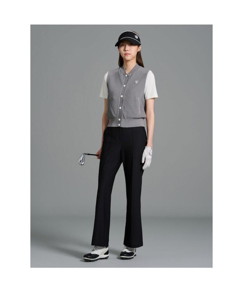 BEANPOLE GOLF Women'S Collar Neck Full Open Knit Vest Grey