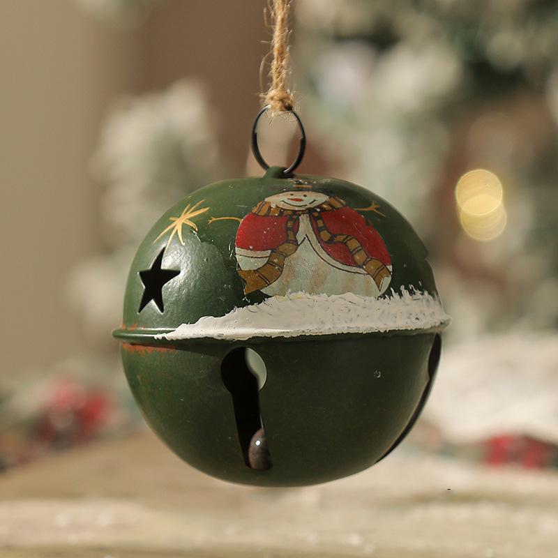 1PC Santa Claus Bell Decoration Xmas Tree Ornaments Vintage Iron Pendant Creative Elk Snowman Hanging Ornament Christmas Bells