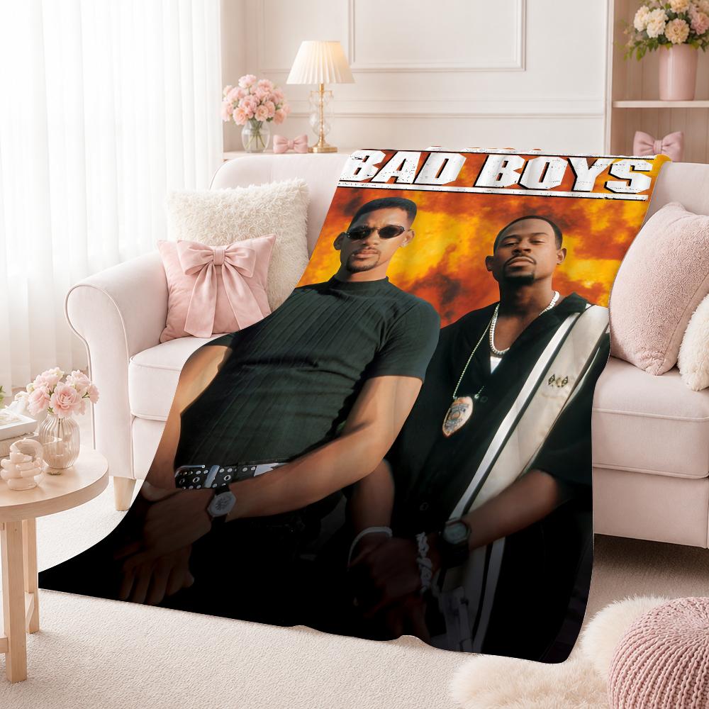 Action Movie B-Bad BoysS Throw Summer Flannel Throw Blanket Soft Antistatic Washable KidFriendly Couch Bed