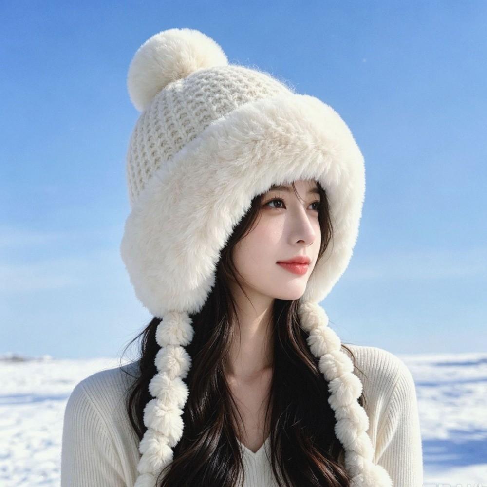 Thickened Beanie Cap with Straps Ear Protection Hat Fashion Knitted Hat  Winter