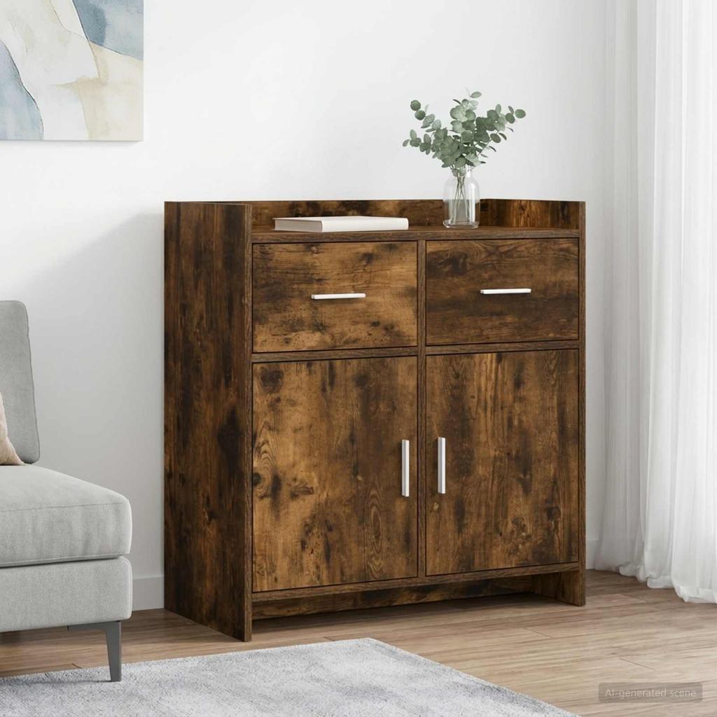 Sideboard Smoked Oak 75 X 36 X 80 Cm Wood Based Panel