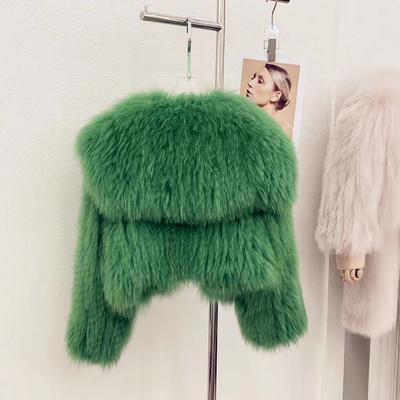 Autumn and Winter New Coat Women's Fur Imitation Fur Navy Collar Short Light Fox Fur Green