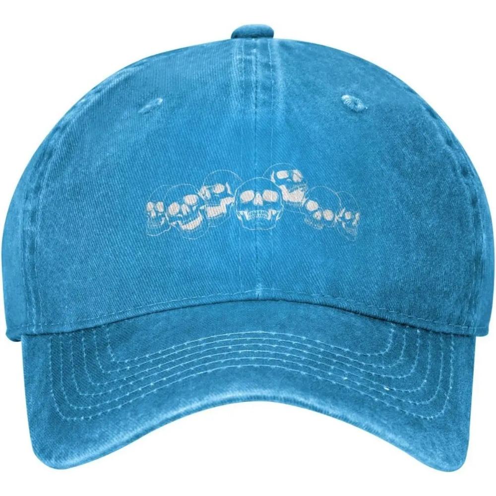 

Бейсбольная кепка Skulls Black Distressed Adjustable Washed Denim Low Profile Mens Dad Trucker Hat для мужчин Adjustable синий