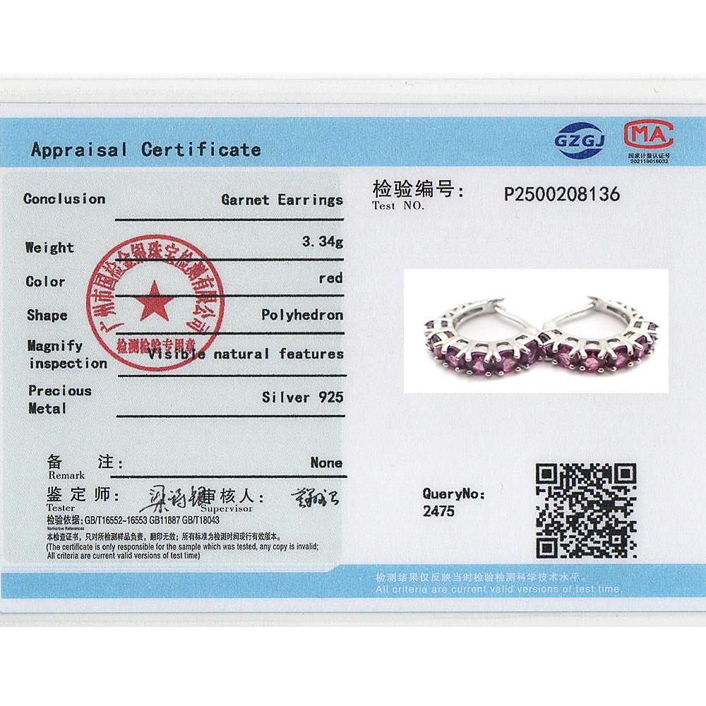 Bolai,Elegant 925 Sterling Silver Women's Clasp Earrings Natural Round 3.5mm Rhodolite Garnet Fine Jewelry Gift for Daily Wear