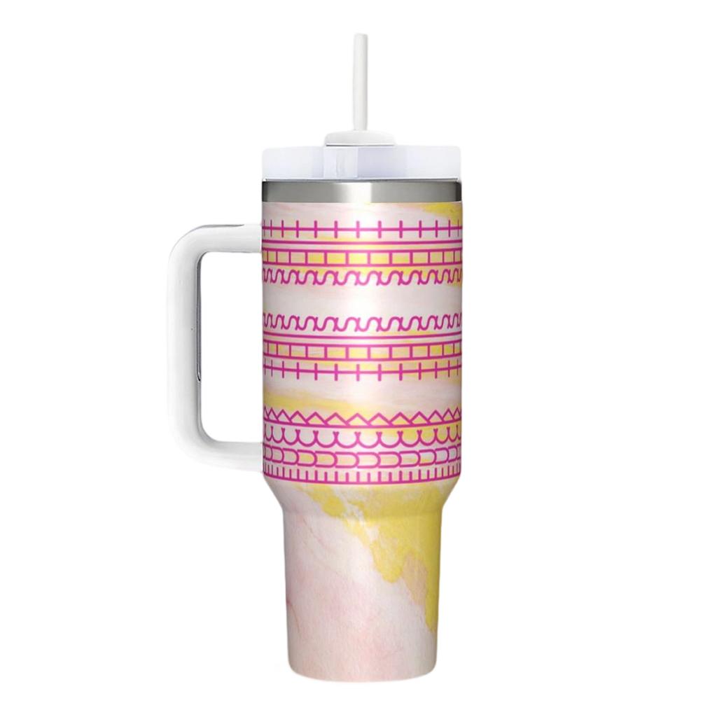 40 oz Stainless Tumbler with Handle and Straw, Large Capacity Cup for Hot & Cold Drinks