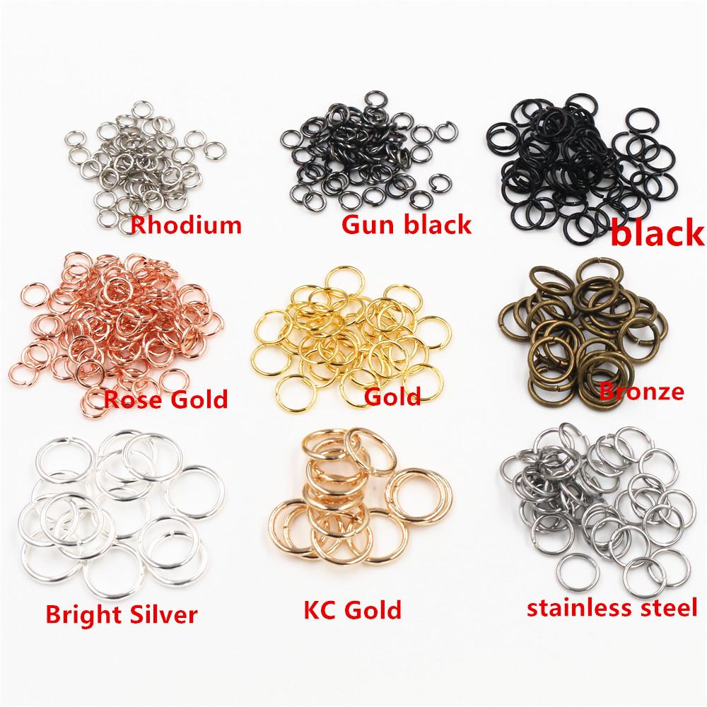 200 piezas 3/4/5/6/7/8/10 mm Metal DIY Componentes para Joyería Anillas de Salto Simples Cerradas/Abiertas y Anilla Dividida para hacer joyería