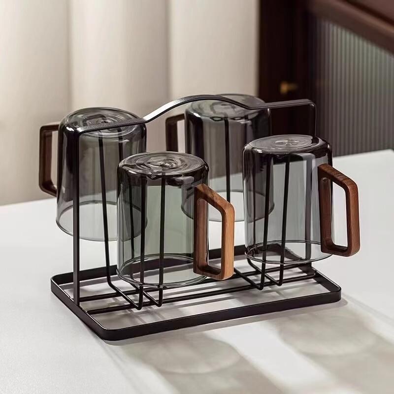 Shangqi Borosilicate Glass Mug Set with Square Wooden Handle