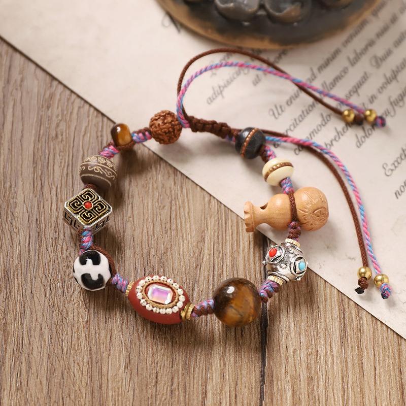 Retro hand-woven bracelet Tibetan dzi bead bracelet niche design men's and women's hand rope accessories
