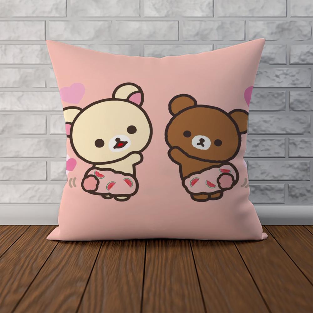 Cute RRilakkuma Pillow Case For Car Sofa Decorative Home Doublesided Print Plush Square Throw Pillow Cushion Cover