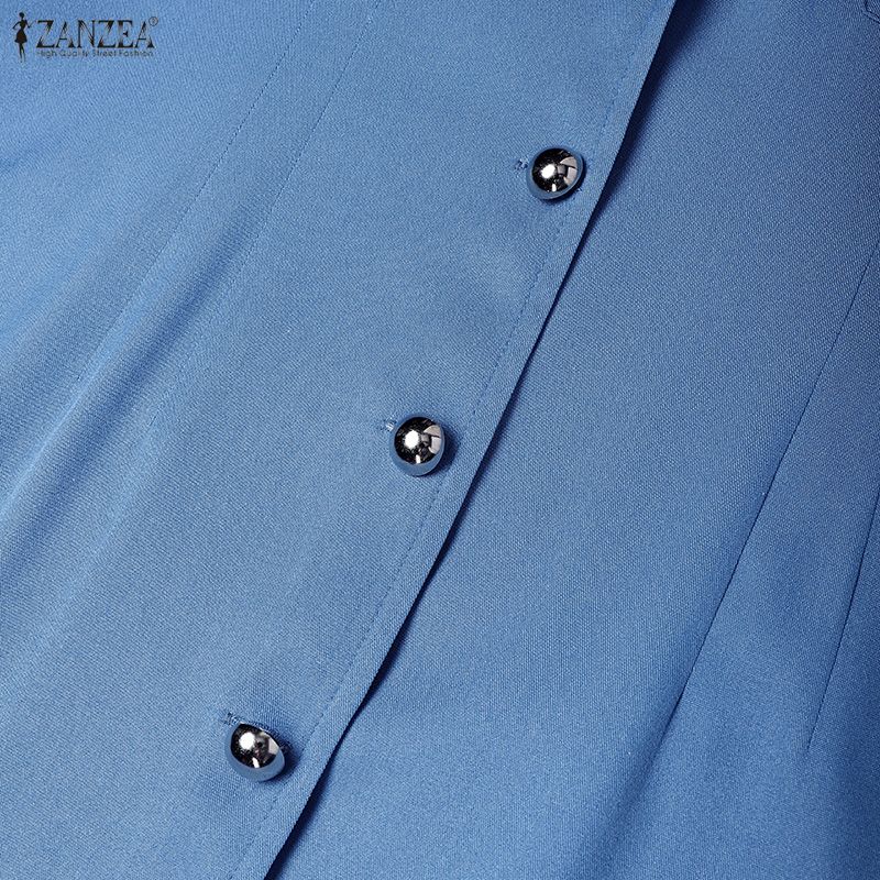 ZANZEA Damen Lässig Umlegekragen Locker Langarm Strickjacke Bluse