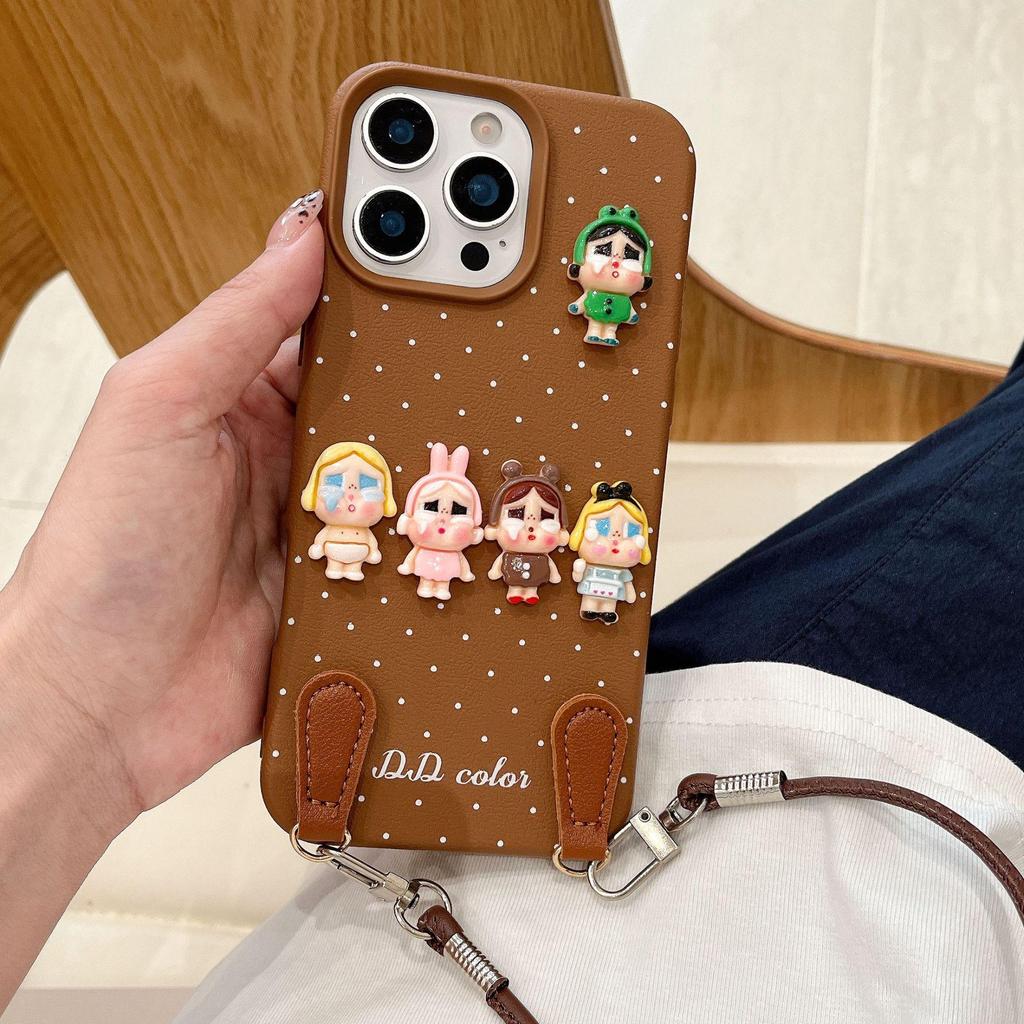 3D Crying Baby Doll iPhone 17 Pro Max Case with Lanyard, Fits Models 13-15, High-End Design.