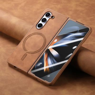 Etui Magsafe do Samsung Galaxy Z Fold 6 5 4 Matowa skóra Bezprzewodowe ładowanie Telefonu Etui do Samsung Z Fold6 Fold5 Fold4