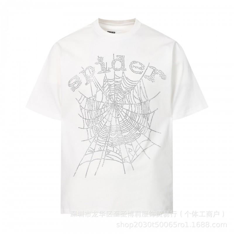 Sp5der 3D Puff Print Graphic Tee Men Loose Fit Cotton Short Sleeve T-Shirt Casual Wear