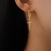 Small Hoop Earrings with Star Design Drop Earrings Pendant Earrings for Women Hip Hop Fashion Jewelry Alloy Texture