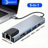 5-in-1 USB C Docking Station USB C HUB Type C To HDMI Adapter 100Mbps RJ45 USB 3.0 5Gbps High Speed USB Splitter For PC Laptop